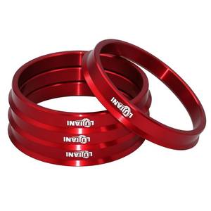lot 30113 image: LUJIANI Red Universal Hub Centric Ring, 73.1 mm OD to 66.1 mm ID Centerbore, Aluminum Alloy Wheels Center Shaft Shock Absorbing Hubrings, Hub Adapter Rings Compatible with Most Vehicles, Pack of 4