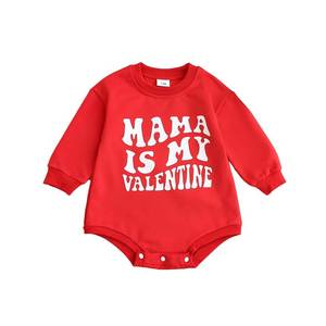 lot 30118 image: Coyciu Infant Baby Boy Valentines Outfit Mama Is My Valentine Romper Shirt Newborn Boys Valentines Day Clothes Outfits 0-3 Monrhs - Retail $14