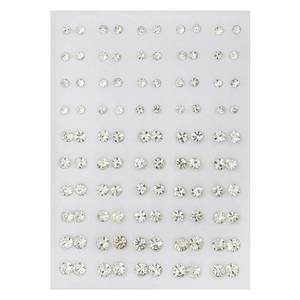 lot 30136 image: Multi-Color Stud Earrings Set for Women- Several Sizes Colors Rhinestone Faux Pearl Earrings, Daily WearParty Jewelry, Hypoallergenic Posts-50 Pairs Rhinestone - Retail $6