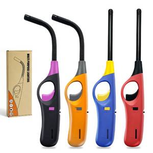 lot 32788 image: Long Lighters Candle Lighters, 4 Pcs Flexi & Straight Wand Refillable Butane Lighter for Camping Fireplace Party BBQ Grill (Without Fuel)