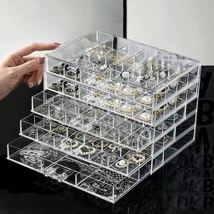 lot 32800 image: YUFONG Jewelry Boxes Earring Storage Box Organizer 5 Drawers Jewelry Organizer Acrylic Jewelry Storage Box Holder Compartment Transparent Display Storage Case Gift for Women Girls (102 Girds) - Retail $22