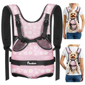 lot 32801 image: Pawaboo Pet Dog Front Carrier Backpacks, Legs Out Pet Carrier Backpack, Adjustable Easy-fit Dog Chest Carriers for Small Medium Dogs Hands Free for Travel Hiking Cycling Camping, S, Pink Daisy - Retail $23