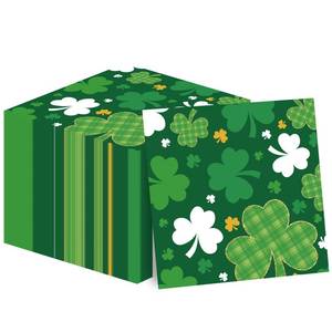 lot 32803 image: St Patricks Day Paper Napkins, Disposable Shamrock Luncheon Dinner Cocktail Napkins for Saint Patricks Day Table Decorations, Irish-Themed Birthday Party Supplies 50 pcs - Retail $7