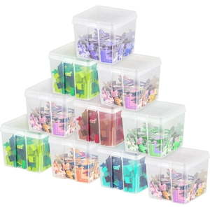 lot 32806 image: IRIS USA Small Vertical Storage Container  Stackable Plastic Bin for Stationery  Clear  Pack of 10 - Retail $20