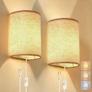 lot 32809 image: XIEYOR Plug in Wall Sconce, 3 Colors Wall Sconces Set of Two, Industrial Plug in Wall Light, Wall Sconce Lighting OnOff Switch Vintage Wall Lamp for Bedroom Living Room Hallway Porch - Retail $23