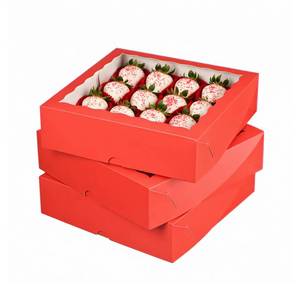 lot 32818 image: TEMLQPACK 50 Pack 9x9x2.5 Pie Boxes Red Bakery Boxes with Window, Pie, Cookies, Chocolate Covered Strawberries, Breakable Heart, Charcuterie Boxes for Christmas - Retail $30