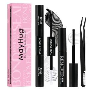 lot 33499 image: Mayhug Lash Bond and Seal with Lash Glue Remover and Tweezers for Lash Extension Clusters Fast Removal, Waterproof Eyeash Glue Lash Extension Remover Lash Applicator Tools for Beginners - Retail $10