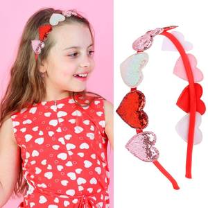lot 33500 image: syyoo Valentines Day Headband Glitter Heart Headbands Colorful Sequin Headwear Hair Accessories Cute Red Heart Hairband Pink White Bling Headpiece Holiday Supplies for Girls Women - Retail $6