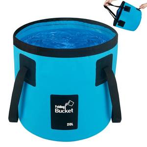 lot 33513 image: 5 Gallon Collapsible Bucket with Handle, Car Wash Bucket Foldable Water Storage Container for Camping Fishing Beach Gardening, Portable Laundry Wash Basin for RV Cleaning Supplies Swamp Emergency Prep dirty outside. Inside looks new  - Retail $10