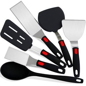 lot 33514 image: Spatula - kitchen utensils set cooking Stainless Steel Turner Set, 600°F Heat Resistant, Metal Spatulas for GriddleCast Iron & Nonstick Safe Silicone Tools for Egg, Pancake, Burger - Retail $20