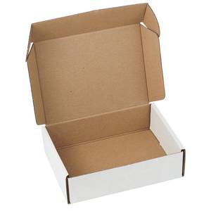 lot 33515 image: 7x5x2 Shipping Boxes Set of 3, White Corrugated Cardboard Box Literature Mailer - Retail $6