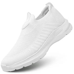 lot 33522 image: Mens Running Shoes Lightweight Breathe Casual Mesh Walking Shoes Slip On Fashion Tennis Sneakers Workout Deportivo para Hombre White Size 36- Retail $30