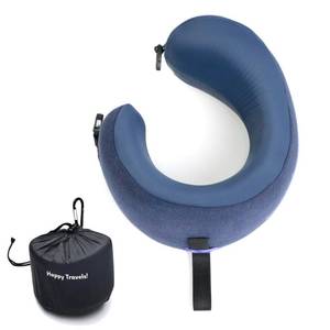 lot 33526 image: C CUSHION LAB Travel Pillow, Award-Winning Patented Ergonomic Design for Chin & Neck Support Memory Foam Neck Pillow, Compact Airplane Pillow for Traveling, Flight, Car (Navy, Medium) - Retail $52