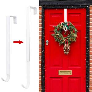 lot 33537 image: ZMCINER Wreath Hanger for Front Door, Adjustable 15-25 Inch, White Metal, Holds 20 lbs, Christmas & Fall Wreaths, Decorations Hook - Retail $13