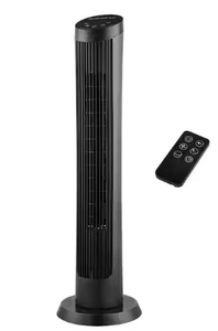 lot 7801 image: Hampton Bay 42 Inch Oscillating Tower Fan with Remote Control Black - Retail $45