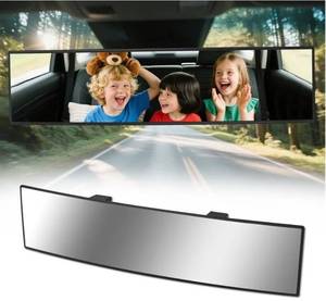lot 45985 image: Rear View Mirror, Chrome Anti-glare Panoramic Rear Mirrors Universal 14 Inch Convex Car Interior Clip on Extra Big Wide Angle Rearview Mirror Extender to Reduce Blind Spot for Car SUV Trucks - Retail $27