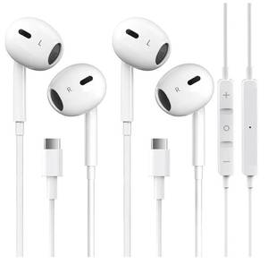 lot 46004 image: 2 Packs USB C Headphones for iPhone 171615 Pro Max Plus Type C Earphones with Microphone & Remote Noise Cancelling Earbuds for iPhone 171615 Pro, iPad, Galaxy S23S22S21S20Ultra Note 1020 - Retail $17