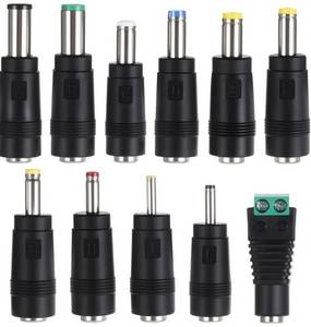 lot 46023 image: 11 Pcs DC Adapter Plug, Universal 5.5 mm x 2.1 mm DC AC Power Adapter Connector, Power Supply Plug Jack Tips for Monitor, Webcam, Router, Mini PC, CCTV, Bluetooth Speaker - Retail $6