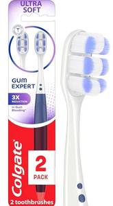 lot 46026 image: Colgate Gum Expert Ultra Soft Toothbrush Pack, Extra Soft Toothbrush for Sensitive Gums, Bleeding and Irritation, 2 Pack - Retail $10