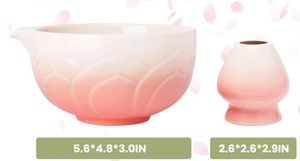 lot 46027 image: Matcha Set, Lotus Gradient Pink Ceramic Matcha Set Includes Matcha Bow, whisk holder - 2Pcs Matcha Kit for Matcha Lovers - Retail $30