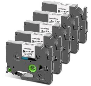 lot 46032 image: TZe-231 Replace for Brother P-Touch Label Tape TZ Tape 12mm 0.47 Laminated White 12 inch TZe231 Label Maker Tape for Brother Ptouch PT-D210 D220 H110 D410 D610 1280 Cube Refills, 5-Pack - Retail $19