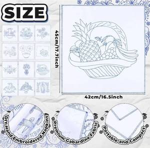 lot 46042 image: 12 Pcs Mexican Embroidery Napkins Reusable Washable Mexican Napkin for Assorted Design DIY Stamped Cross-Stitch Embroidery Events Gifts Decor Gifting (stylish) - Retail $29
