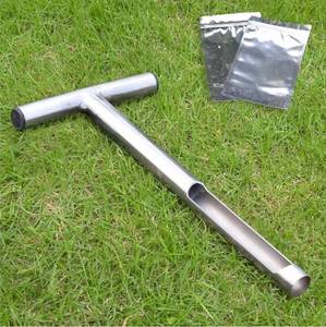 lot 46045 image: Soil Probe 12 Inch with 2 Bags, Soil Sample Probe for Lawn House Plants, T-Handle Soil Sampler Probe Rod Tool Set, Stainless Steel Soil Test Kits Tool for Soil Sampling - Retail $15