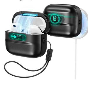 lot 46082 image: ESR for AirPods Pro 3 Case (2025), Compatible with AirPods Pro 3 (USB-C Cable), MagSafe Ready, Magnetic Lid Lock, Full Drop Protection Cover with Lanyard, Black - Retail $21