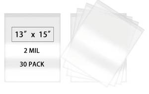 lot 46098 image: 30pcs 13 X 15 Clear Reclosable Zip Plastic Poly Bags with Resealable Lock Seal Zipper-2 Mil - Retail $8