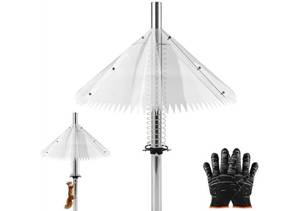 lot 57468 image: 18.5 inch Squirrel Baffle for Bird Feeder Pole - Dynamic Steel Spring-Loaded Wobble Defense - Retail $21