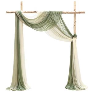 lot 57470 image: Wedding Arch Draping Fabric 3 Panels 20Ft Chiffon Fabric Drapes Arbor Drapery Wedding Ceremony Reception Swag Decorations (Forest Green Sage Green Ivory) - Retail $40
