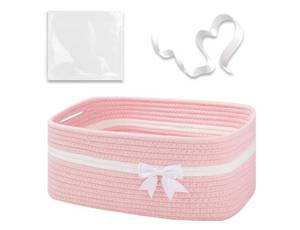 lot 57479 image: Pink Cotton Rope Storage Basket with White Bow - Retail $15