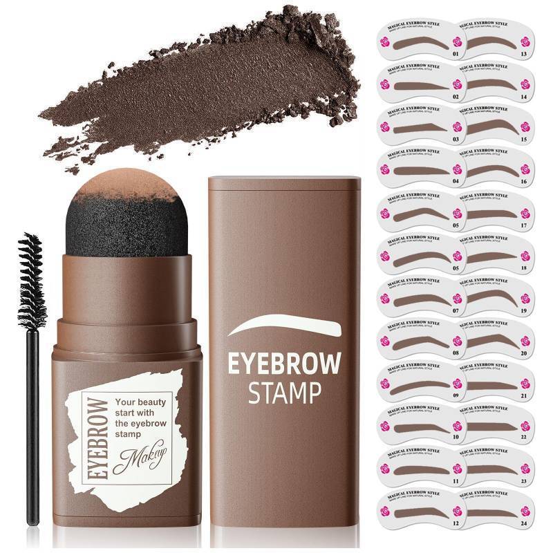 lot 18933 image: Eyebrow Stamp Stencil Kit - Eye Brow Stencil Kit for Beginners, Brow Stencil and Stamp Kit Long-lasting, Smudge-Proof & Waterproof, 24 Reusable Eyebrow Shapes Stencils for Perfect Brow (Black Brown) (2 Pack)