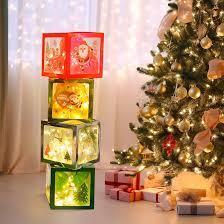lot 20470 image: PFAMKEER Christmas Decorations Indoor Christmas Boxes, Clear Christmas Party Balloon Box,The 43 pcs Set Includes 4 Balloon Boxes, 36 Balloons and Cute Christmas Character Gift Patterns.Green (White)