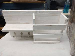 lot 20610 image: rustic white wall-mounted entryway organizer