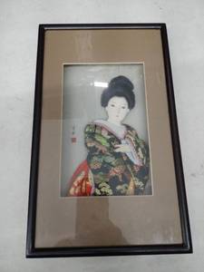 lot 20612 image: framed 3-dimensional Japanese ribbon doll