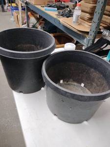 lot 20650 image: Set of 2 Large Black Circle Outdoor Planters