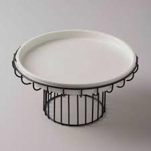 lot 20552 image: Linens Arlina Porcelain-Metal Serving Platter with Stand