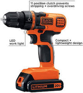 lot 20623 image: BlackDecker 20V MAX Cordless Drill with Battery and Carry Bag