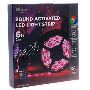 lot 13 image: Gabba Goods Glow LED Strip Lights for Bedroom Kitchen DIY Projects White and Color Changing with Remote Control (Multi Color Sound Activating  6 ft) - Retail $28