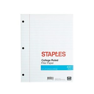 lot 29 image: College Rule 3-Hole 400 Sheets Filler Paper. 8.5 in x 11 in - Lot of 5