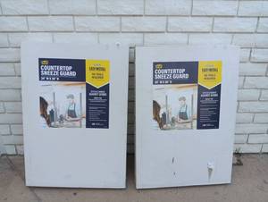 lot 33 image: MDF Countertop Sneeze Guard 24x36 Clear Acrylic Protective Barriers - Lot of 2 - Retail - $248