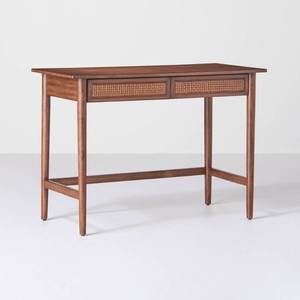 lot 46 image: Wood & Cane Writing Desk Brown - Hearth & Hand with Magnolia - Retail $200