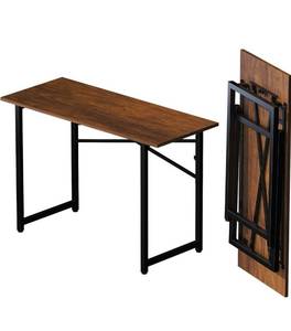 lot 8771 image: Lutown-Teen 47 inch Folding Desk No Assembly Required, Writing Gaming Computer Camping Table, Home Office Desk, Mahogany