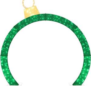 lot 8778 image: Best Choice Products Large Outdoor Christmas Lighted Archway Decoration, 9.5ft XL with Gold Ornament Cap, 330 LED Lights, Holiday Yard D�cor - RED