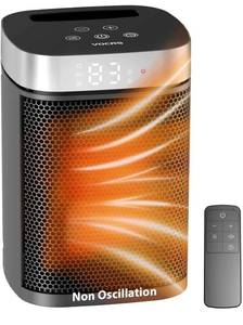 lot 8813 image: Small Portable Space Heater for Indoor Use - VOCRS 1500W PTC Electric Heater with Thermostat, Remote Control, 12H Timer, Eco and Fan Mode, Rapid and Safe Heating for Bedroom, Office