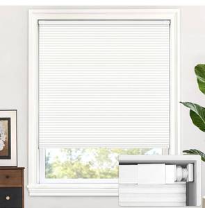 lot 8831 image: LazBlinds Cordless Cellular Shades, No Tools No Drill Light Filtering Honeycomb Shades Pleated Blinds for Windows, 37 W x 48 H, White