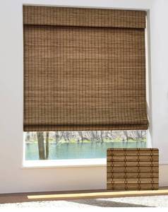 lot 8838 image: UNISHADES Cordless Bamboo Roman Shades for Windows, Blinds Size (30.5 W x 48 H) Colour (Highfield Teak)