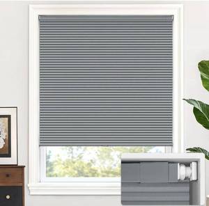 lot 8839 image: LazBlinds No Tools No Drill Cordless Cellular Shades, Blackout Light Blocking Honeycomb Shades for Home, Thermal Insulation Blinds for Windows, 33 W x 64 H, Dark Grey