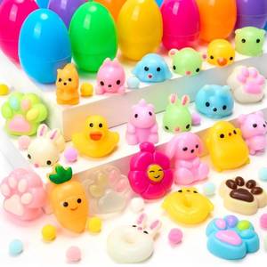 lot 8856 image: JOYIN 24 Pcs Easter Eggs Prefilled with Squishy Toys, Cute Mochi Toy Fillers for Easter Egg Hunt, Basket Stuffers, Stress Release, Classroom Prize Supplies, Party Favors, Filling Treats Gifts
